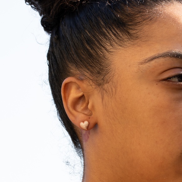 Pink Rose Gold 925 Sterling Silver Womens Pretty Cute Best Heart Stud Earrings - Picture 5 of 5